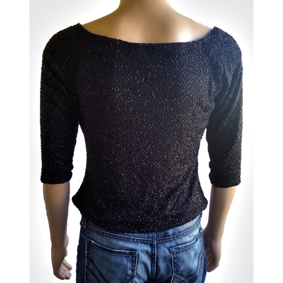 VTG Brilliante JA Womens Beaded Top SZ PXL Black - Picture 5 of 8